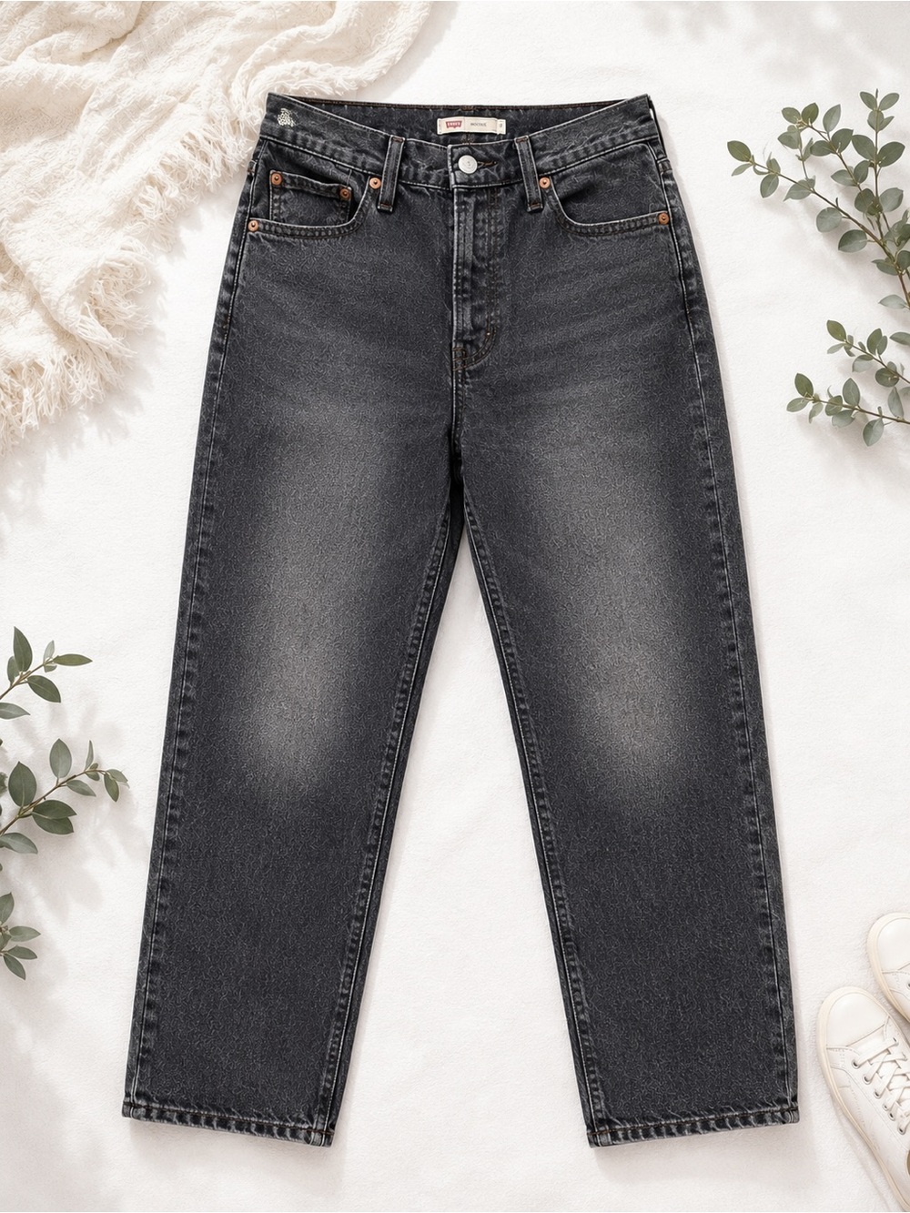 Levi’s Wedgie Straight Jeans Gray High Rise Button Fly 31 - Picture 2 of 8